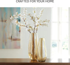 Signature Design by Ashley Rhettman Farmhouse Indoor/Outdoor 16" Glass Tabletop Vase, Light Brown