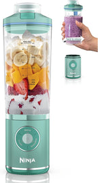 Ninja Blast Max, Portable Blender + Twist & Go, Personal Smoothie, Blend, Ice Crush, 3 Programs, Cordless, 22oz removable Vessel, Dishwasher Safe, Leakproof, Sea Glass/Blue, BC251BL1