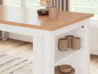 Signature Design by Ashley Gesthaven 60" Counter Height Dining Table with 3 Storage Shelves, Butcher Block Veneer Top, Ideal for Kitchens or Workspaces, White/Natural