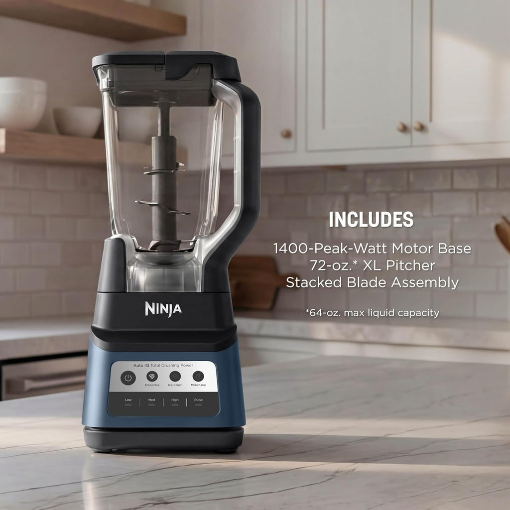 Ninja Professional Plus Blender Premier | Max Power Smoothie Blender, Ice Cream Maker, Frozen Drink & Margarita Machine | 3 Auto IQ™ Presets, 1400 W, 72oz Total Crushing Pitcher | Blue | BN701BLBRN