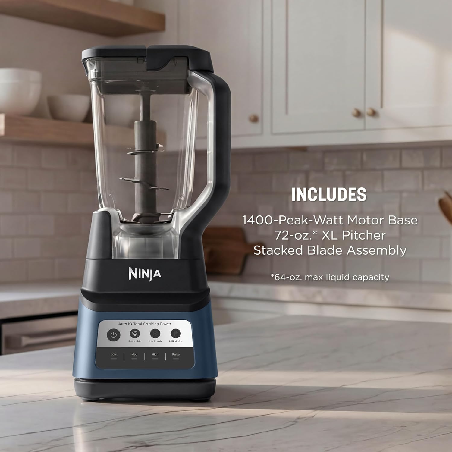 Ninja Professional Plus Blender Premier | Max Power Smoothie Blender, Ice Cream Maker, Frozen Drink & Margarita Machine | 3 Auto IQ™ Presets, 1400 W, 72oz Total Crushing Pitcher | Blue | BN701BLBRN