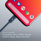 Beats 240W USB-C to USB-C Braided Cable, Fast Charging, Durable/Tangle Free, Compatible with Apple and Android Devices (3 m/10 ft) – Nitro Navy