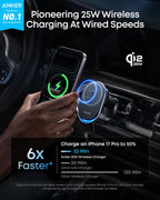 Anker Prime MagSafe Car Mount Charger, Qi2 25W Certified Wireless Car Charger with AirCool, Strong Magnets, Air Vent Mount for iPhone 17-12 Series