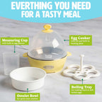 Tasty Mini Rapid Egg Cooker, 5-Egg Capacity for Perfect Hard Boiled Eggs or Omelets, Auto Shut Off, Yellow
