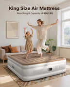 iDOO King Size Air Mattress with Built in Pump, 20” Raised Inflatable Mattress for Home Camping and Guest, Upgraded Blow Up Mattress, Durable Wave Beam Strong Support, Air Bed 80x76x20in(King)