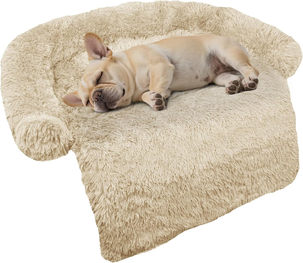 GGIB Cooling Dog Bed Mat with Bolster Pillow Washable Dog Couch Cover Breathable Summer Pet Couch Bed Protector Indoor(Large, Cooling Grey)