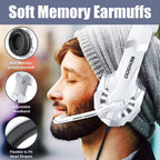 BENGOO Pro Gaming Headset for PS4 PS5 PC Xbox One Controller, Noise Cancelling Over Ear Headphones with Mic, LED Light, Bass Surround, Soft Memory Earmuffs for Laptop Mac - White