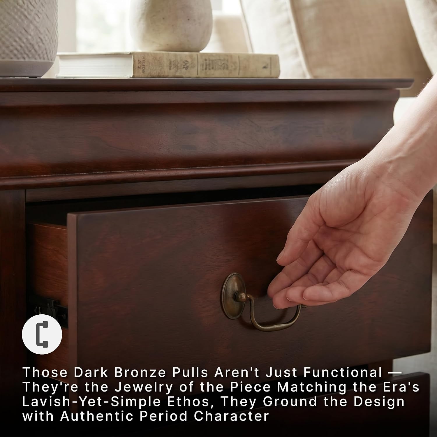Signature Design by Ashley Alisdair Traditional 2 Drawer Nightstand, 23.75" Tall, Dark Brown