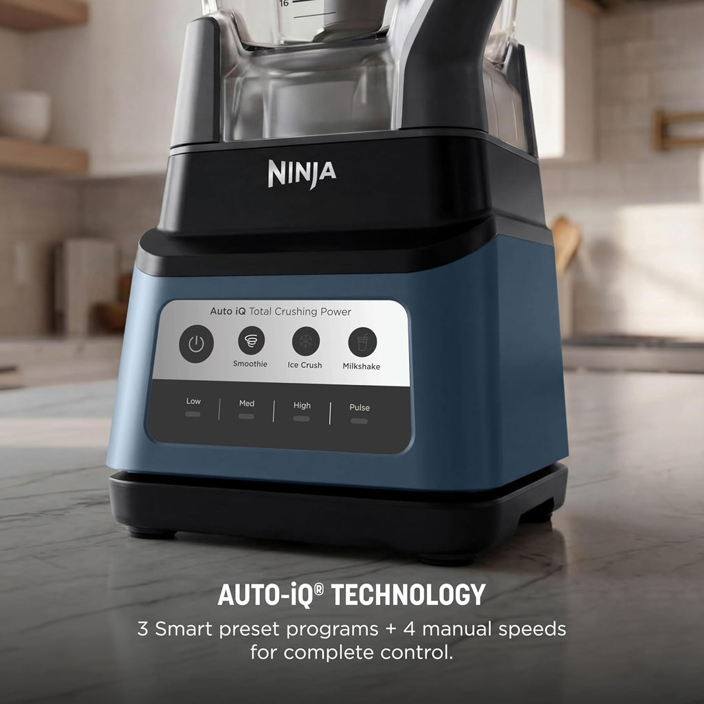 Ninja Professional Plus Blender Premier | Max Power Smoothie Blender, Ice Cream Maker, Frozen Drink & Margarita Machine | 3 Auto IQ™ Presets, 1400 W, 72oz Total Crushing Pitcher | Blue | BN701BLBRN