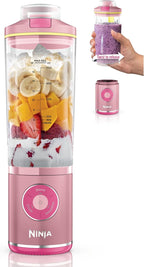 Ninja Blast Max, Portable Blender + Twist & Go, Personal Smoothie, Blend, Ice Crush, 3 Programs, Cordless, 22oz removable Vessel, Dishwasher Safe, Leakproof, Pink Lemon, BC251PK1