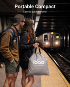 iDOO Portable Camping Essentials Mattress, 10" Queen Air Mattress with Cordless Rechargeable Pump, 2-in-1 Fast Inflation, Built-in LED Light, USB Charging, Retractable Camping Cot Sleeping Pad