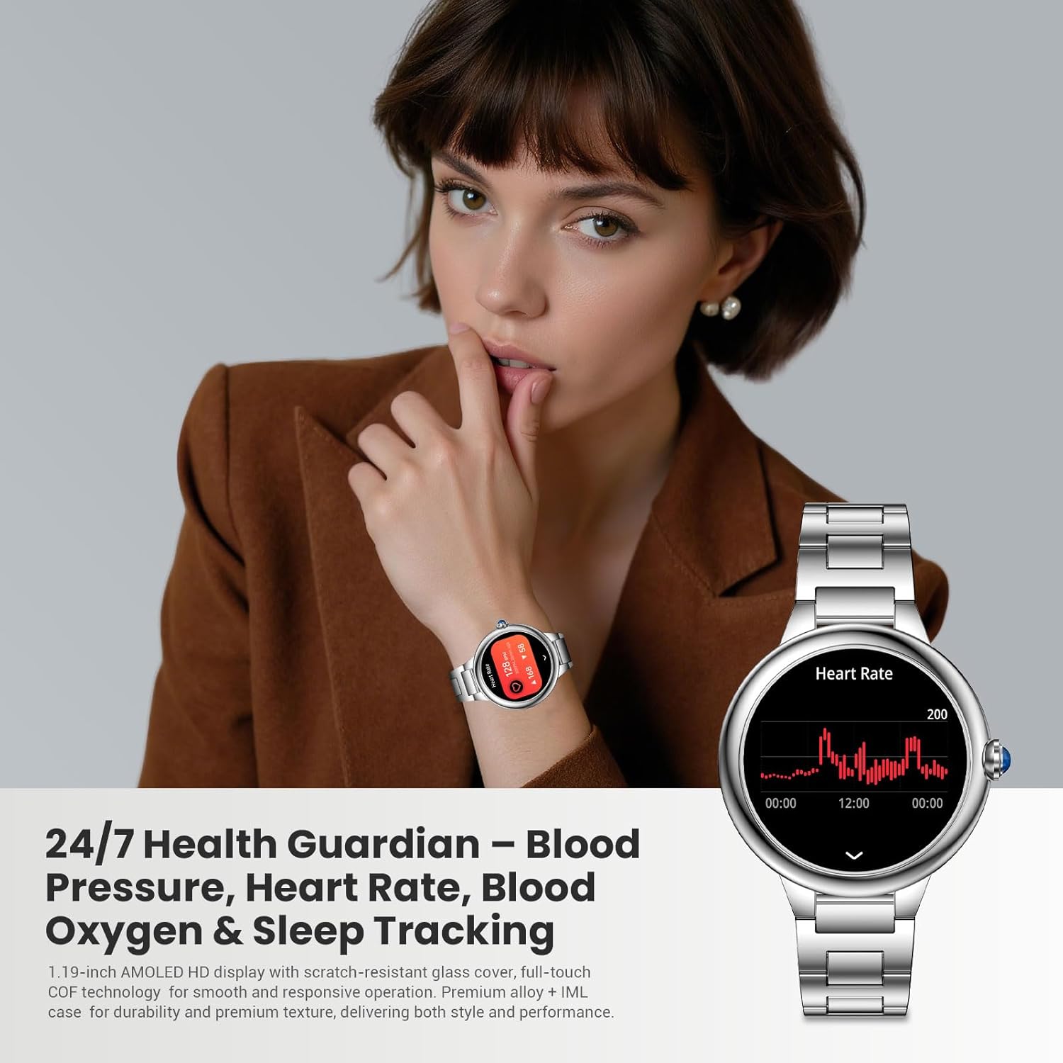 SOUYIE 2026 DA GPT Smart Watch for Women, 1.19" AMOLED Display, AI Customizable Watch Face, Heart Rate, Sleep Monitor, 107 Sports Modes Fitness Tracker, Compatible with iOS & Android