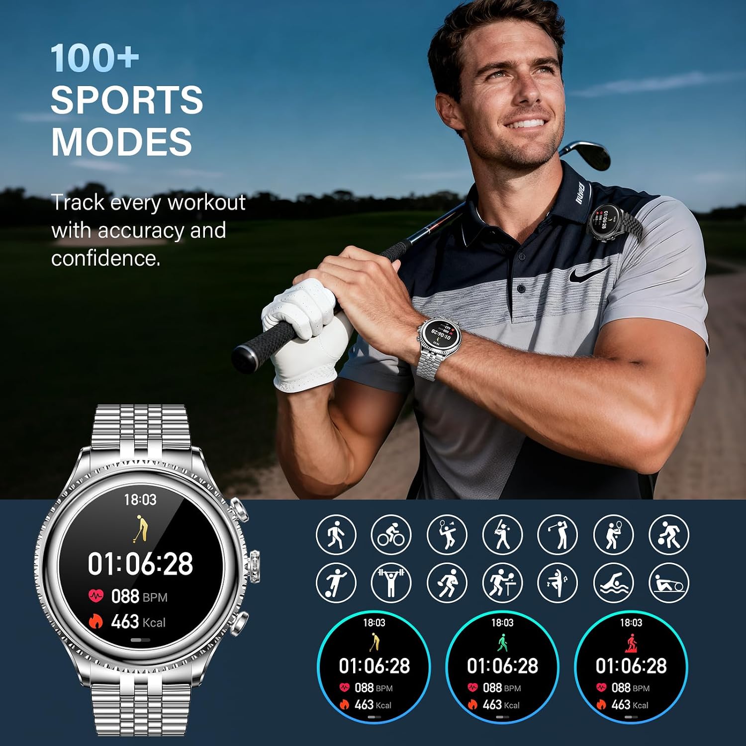 SOUYIE 2026 Smart Watch for Men Answer/Make Call for Android iPhone, 1.32" AMOLED HD Screen Mens Luxury Watch, 1st Heavy Duty Smartwatch Heart Rate Blood Oxygen Blood Pressure Sleep Monitor Pedometer