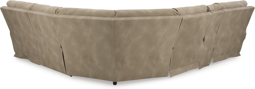 Signature Design by Ashley Next-Gen DuraPella 6-Piece Power Reclining Sectional, Zero Gravity Comfort and Adjustable Headrests, L-Shaped Faux Leather Modular Design for Living Rooms, Sand, 132" W