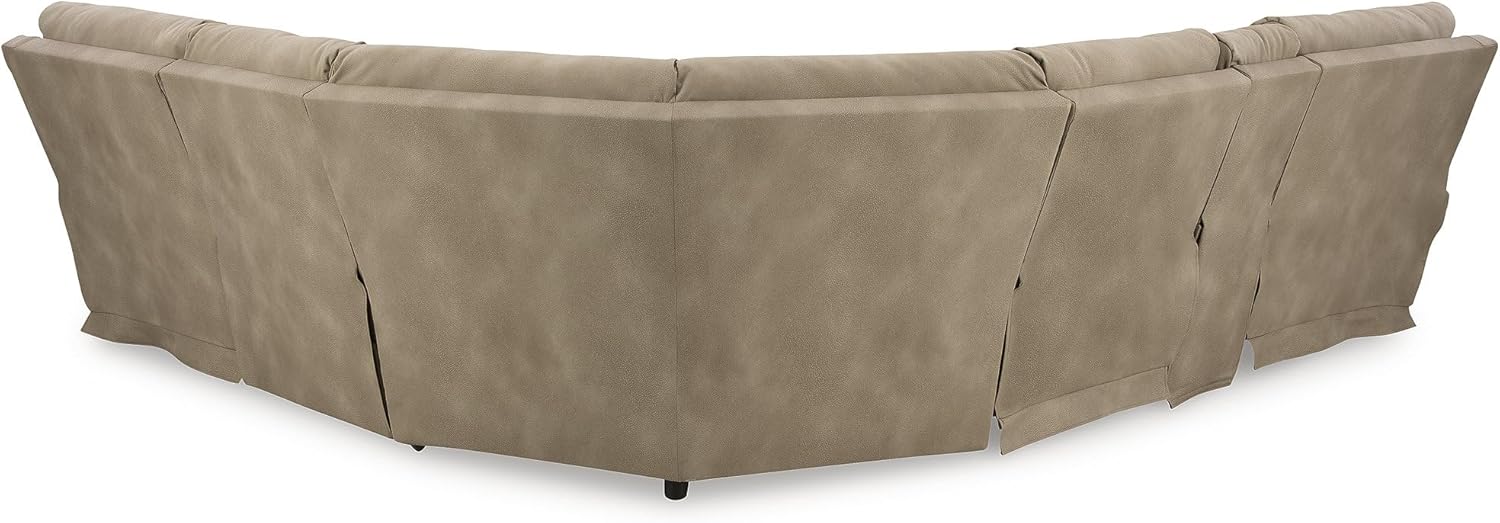 Signature Design by Ashley Next-Gen DuraPella 6-Piece Power Reclining Sectional, Zero Gravity Comfort and Adjustable Headrests, L-Shaped Faux Leather Modular Design for Living Rooms, Sand, 132" W