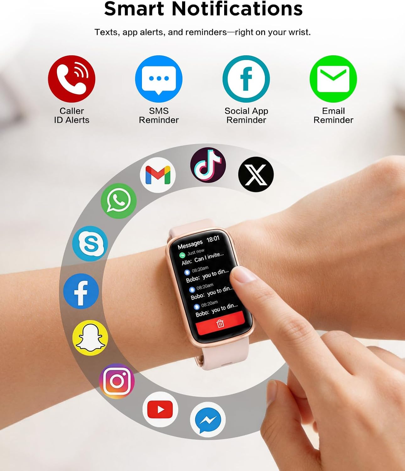 SOUYIE 2026 Smart Watch Fitness Trackers for Women, 1.47″ HD Curved Screen, 24/7 Health Monitor, Sleep Tracker, 110+ Sports Modes Pedometer Step Tracker, Waterproof Activity Tracker for Android iOS