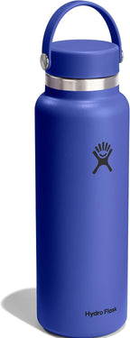 Hydro Flask Water Bottle - Insulated Stainless Steel - Wide Mouth Flex Lid, Non Spill, Leakproof and Refillable in 40 Oz Capri Blue