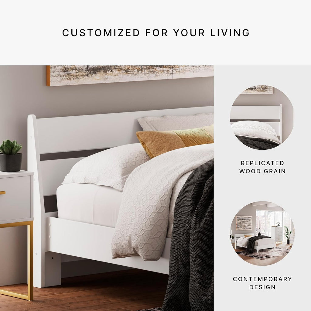 Signature Design by Ashley Socalle Full Panel Headboard, Matte White Finish, Engineered Wood Construction, Ideal for Kids and Youth Bedrooms