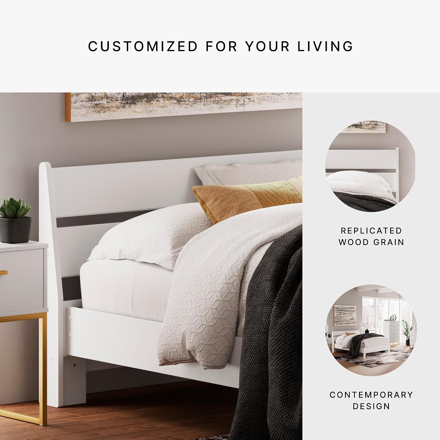 Signature Design by Ashley Socalle Full Panel Headboard, Matte White Finish, Engineered Wood Construction, Ideal for Kids and Youth Bedrooms