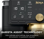 Ninja Luxe™ Café Pro designed by David Beckham, Espresso Machine, Drip Coffee, Cold Brew, Hot Water, Integrated Tamper, Built-in Grinder, Hands-Free Frother for Lattes & More, Black/Gold, ES771BK