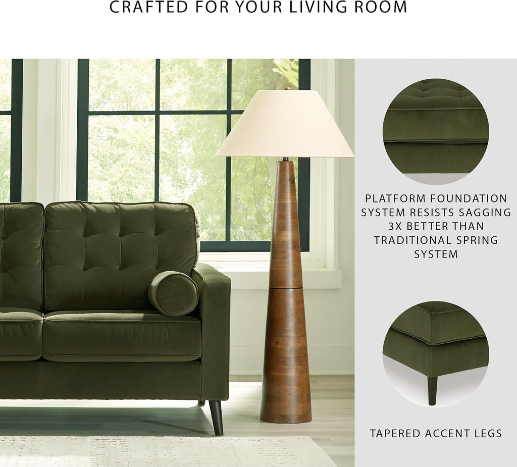 Signature Design by Ashley Reveon Lakes Contemporary Loveseat with Tufted Cushion and Removable Cushion, Green