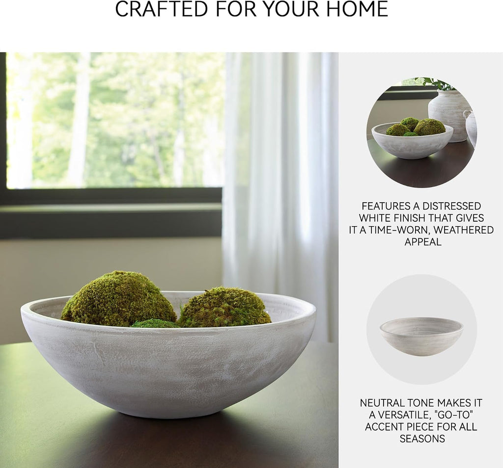 Signature Design by Ashley Meadie Rustic Round Distressed Terra Cotta Bowl, White