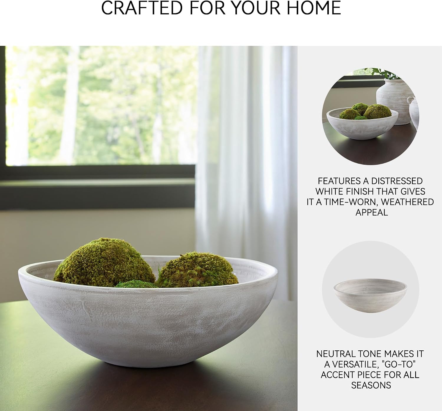 Signature Design by Ashley Meadie Rustic Round Distressed Terra Cotta Bowl, White