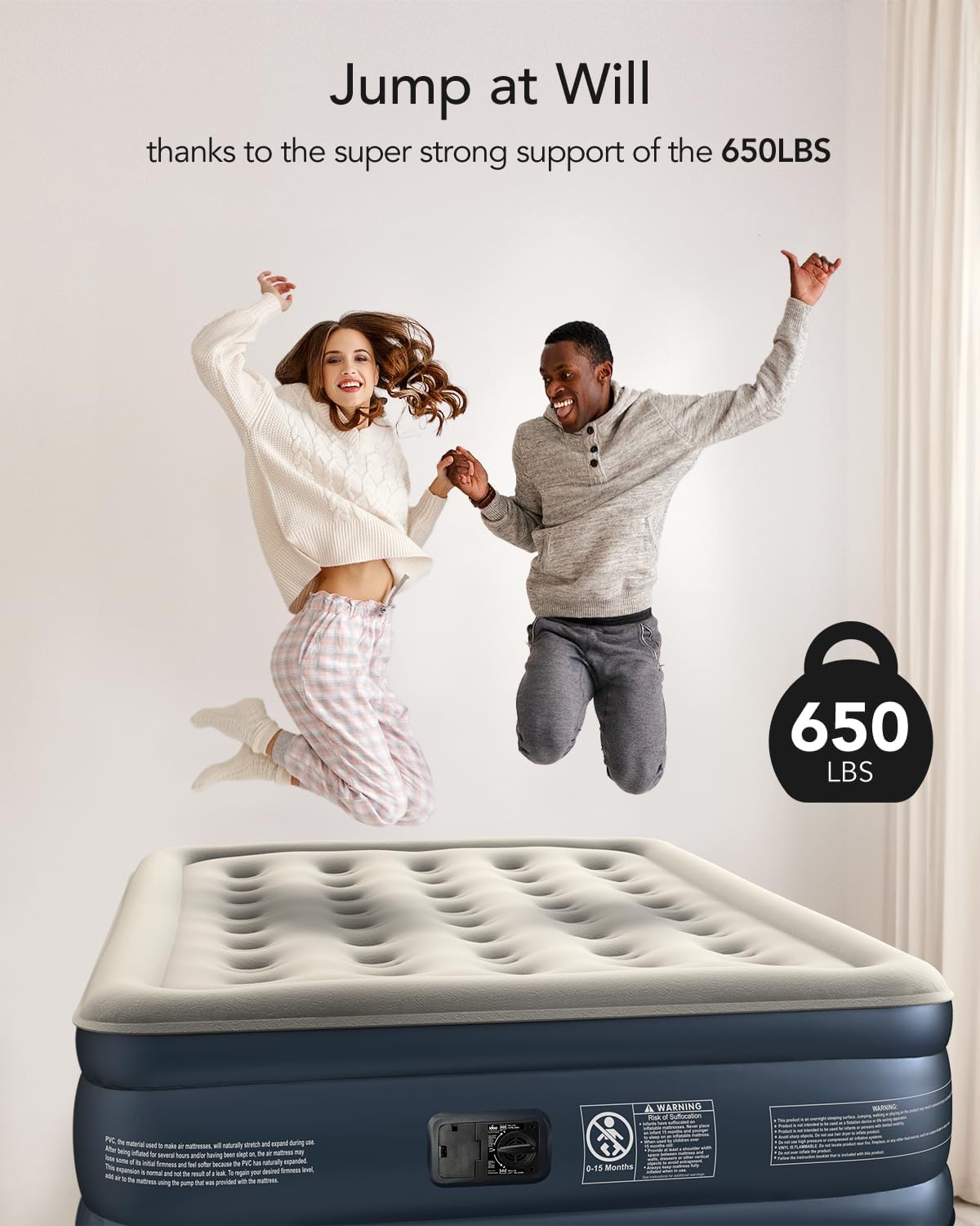 iDOO Air Mattress Full with Built in Pump, 18" Raised Comfort Blow up Mattress, Inflatable Mattress for Guests & Home, Air Bed, colchon inflable, Upgraded Four Chamber Technical Airbed