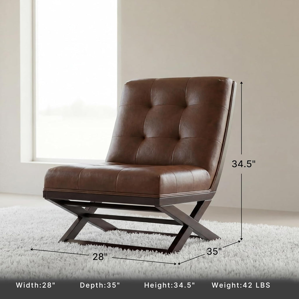 Signature Design by Ashley Sidewinder Mid-Century Modern Faux Leather Accent Chair, Brown