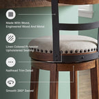 Signature Design by Ashley Valebeck Bar Stool, Rustic Industrial Swivel Barstool With Cushioned Upholstery, Wood & Metal Construction, Kitchen Island Seating, Counter Height, Black