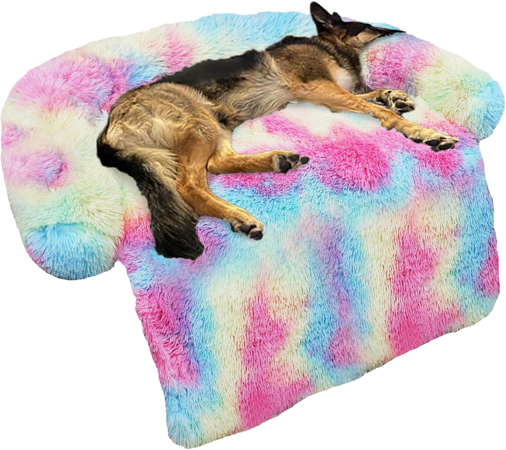 GGIB Cooling Dog Bed Mat with Bolster Pillow Washable Dog Couch Cover Breathable Summer Pet Couch Bed Protector Indoor(Large, Cooling Grey)
