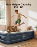 iDOO Twin Air Mattress with Built in Pump, 18" Raised Compact Blow up Mattress, Inflatable Mattress for Camping Guest Home, Portable Travel Air Bed, 2-Min Quick Inflation Deflation, Colchon inflable