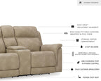 Signature Design by Ashley Power Reclining Loveseat with Console, Next-Gen Durapella, Zero Gravity Mechanism, Easy to Clean Water Resistant Performance Fabric, Sand
