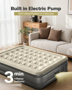 iDOO Air Mattress Queen with Built in Pump, 18 Raised Comfort Blow up Mattress, Inflatable Mattress for Home and Guest Bed, Upgraded Support Structure Portable Air Bed, Colchon Inflable, 650 lbs Max
