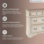 Signature Design by Ashley Realyn French Country 7 Drawer Dresser, Two-Tone Chipped White and Distressed Wood Finish, Smooth-Gliding Bedroom Storage, Ideal for Master Suites, 64" W