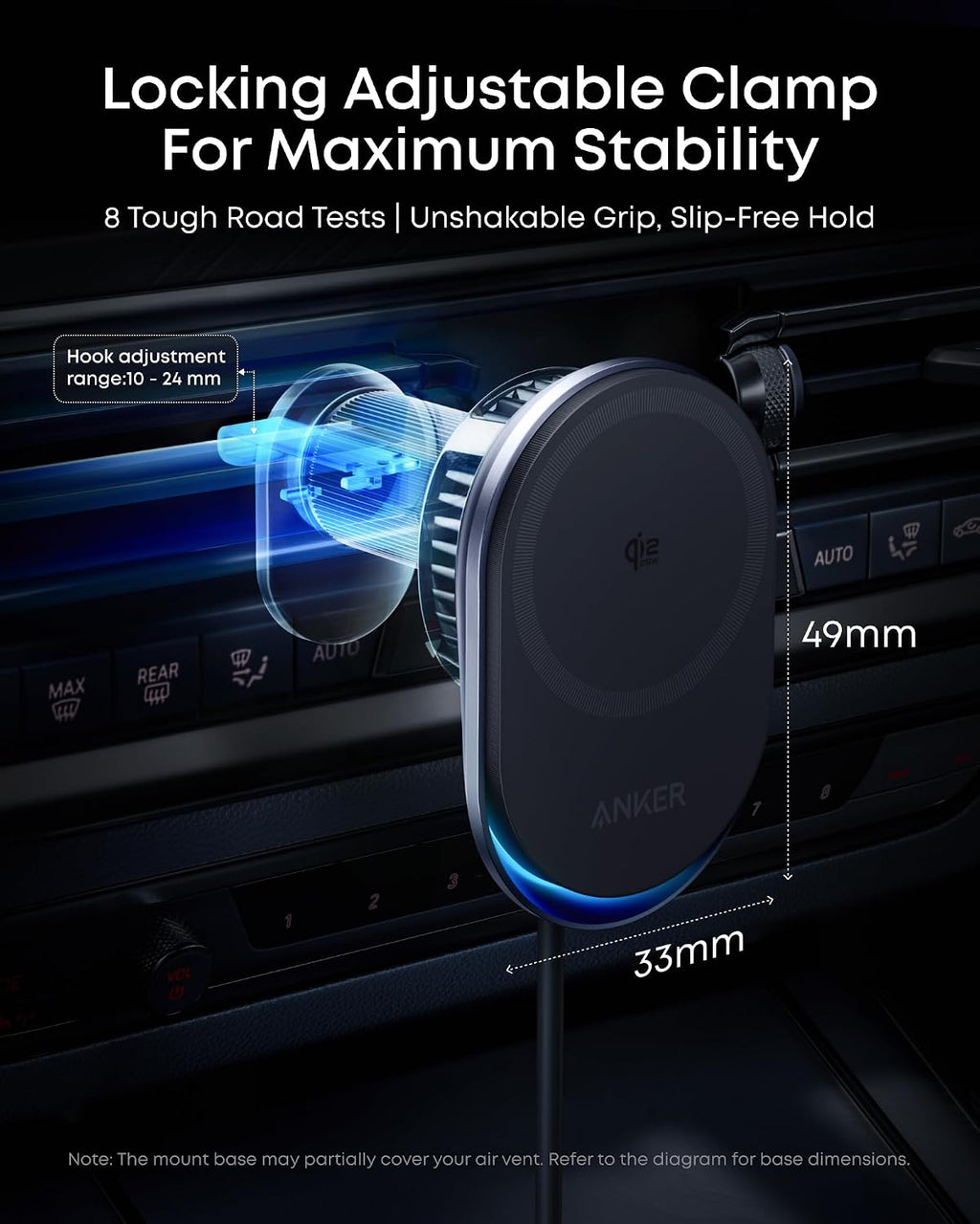 Anker Prime MagSafe Car Mount Charger, Qi2 25W Certified Wireless Car Charger with AirCool, Strong Magnets, Air Vent Mount for iPhone 17-12 Series