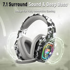 Ozeino Wireless Gaming Headset for Ps5, Ps4, PC, Gaming Headphones with Flip Mic and USB-A & USB-C Transmitter, 40Hr Battery Bluetooth Headset for Mobile, Mac, Laptop