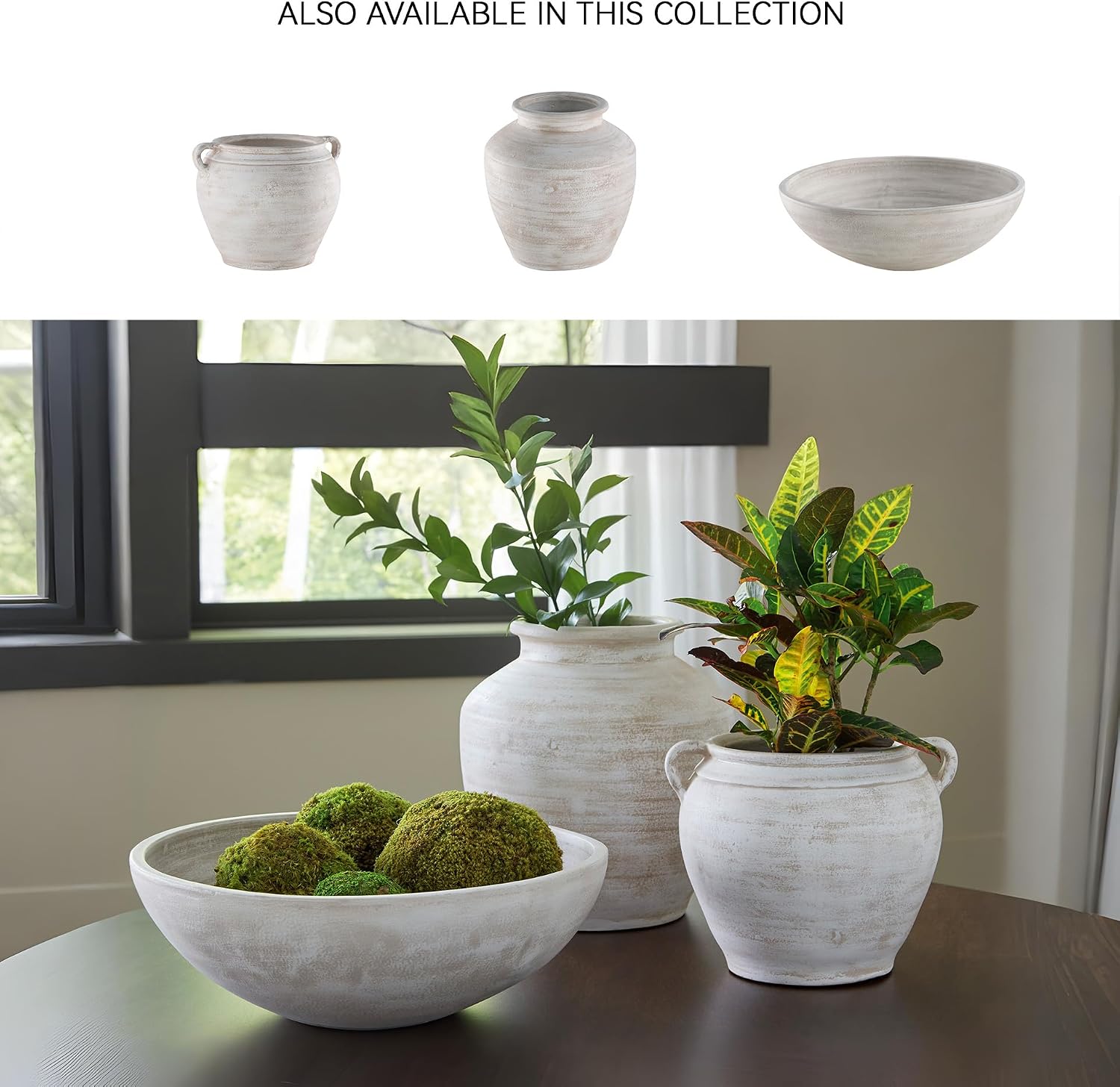Signature Design by Ashley Meadie Rustic Round Distressed Terra Cotta Bowl, White