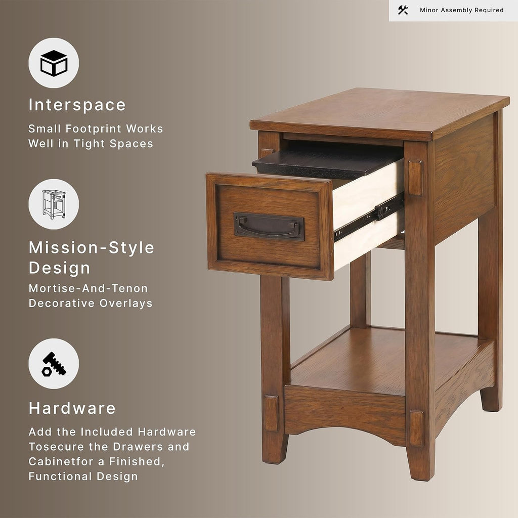Signature Design by Ashley Breegin End Table With Drawer and Shelf, Mission-Style, Veneers and Wood Construction for Living Rooms and Bedrooms, 13' x 22'