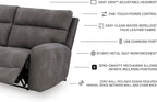 Signature Design by Ashley Contemporary Next-Gen DuraPella L-Shape Symmetrical Faux Leather 5-Piece Power Reclining Sectional with Adjustable Headrest and USB Charging Ports, Gray
