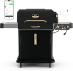 Ninja FlexFlame ProConnect Grill & Smoker | 5-in-1 Smart Cooking System | Electric & Propane | App-Connected | 3-Burner Digital Control | Roast, Griddle & Pizza Maker | Black/Gold | PG305