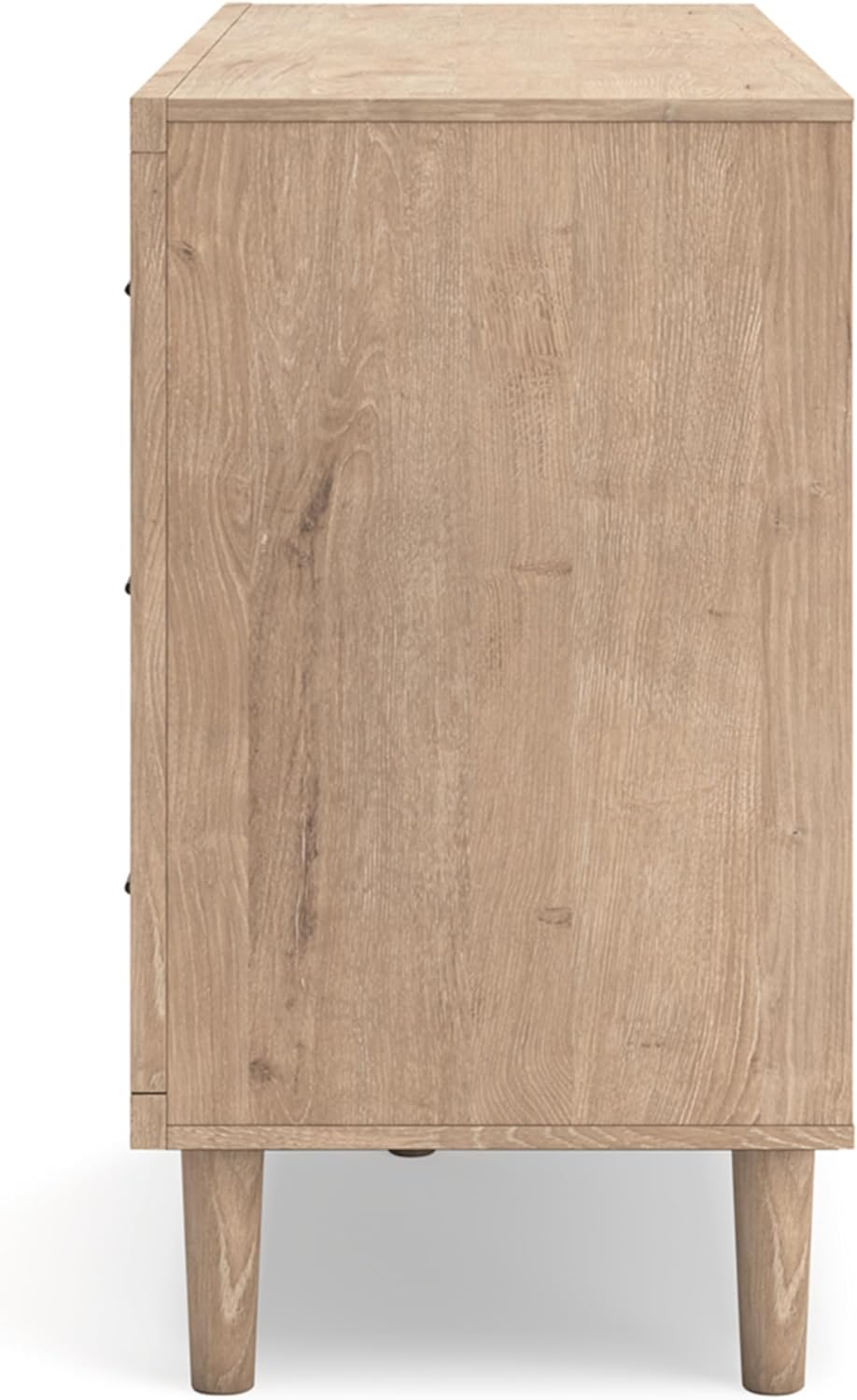 Signature Design by Ashley Cielden 6 Drawer Dresser, Quick 10-Minute Assembly, Textured Cane Details, Coastal Modern Bedroom Storage, Light Brown Two-Tone