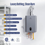 Westinghouse Smart Tankless Water Heater Gas Indoor, 10.3 GPM 199,000 BTU Natural Gas Whole House Instant Hot Water Heater, WiFi App & Voice Control, High Efficiency, Non-Condensing for 7 Fixtures