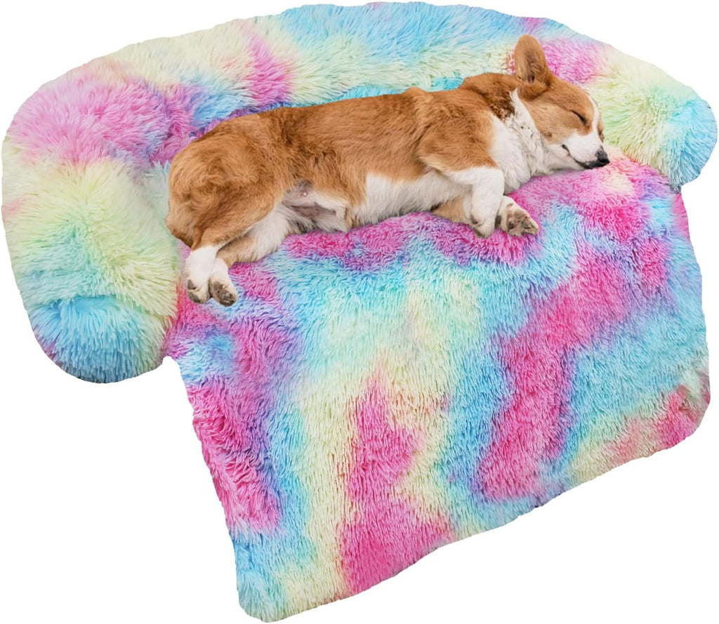GGIB Cooling Dog Bed Mat with Bolster Pillow Washable Dog Couch Cover Breathable Summer Pet Couch Bed Protector Indoor(Large, Cooling Grey)