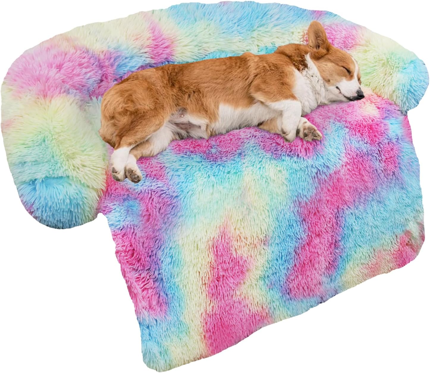 GGIB Cooling Dog Bed Mat with Bolster Pillow Washable Dog Couch Cover Breathable Summer Pet Couch Bed Protector Indoor(Large, Cooling Grey)