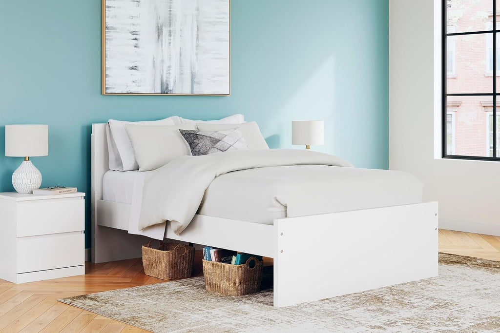 Signature Design by Ashley Onita White Full Size Headboard Only, Contemporary Minimalist Design, Engineered Wood Bed Frame Mount, Ideal for Youth and Guest Beds