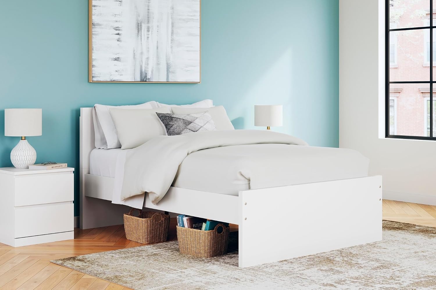 Signature Design by Ashley Onita White Full Size Headboard Only, Contemporary Minimalist Design, Engineered Wood Bed Frame Mount, Ideal for Youth and Guest Beds
