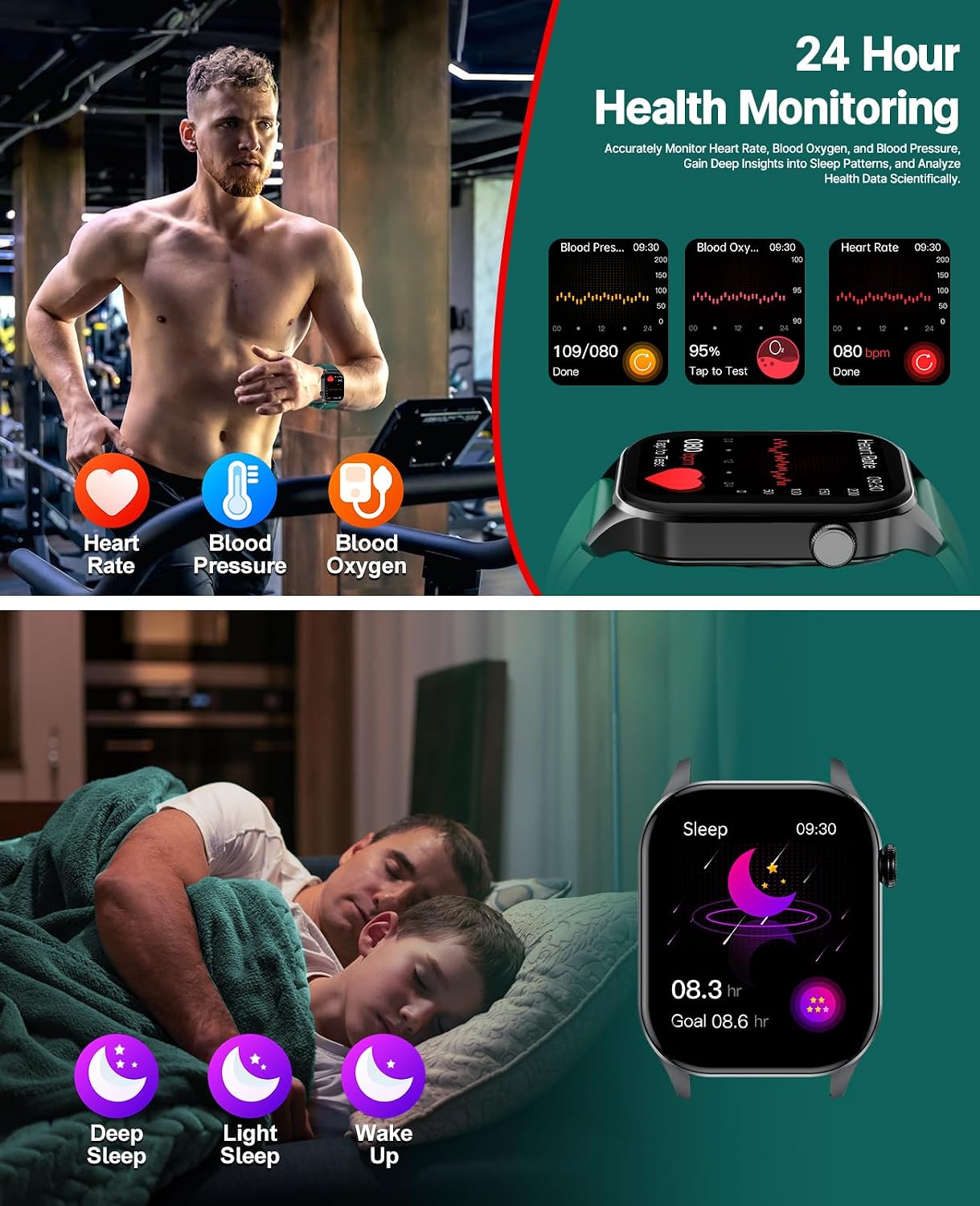 SOUYIE 2025 Christmas Theme Smart Watch for Men Women Android iPhone, with Bluetooth Call(Answer/Make Call), 2.04" Fitness Tracker IP68 Waterproof, 136+ Sports, Heart Rate Blood Oxygen Sleep Monitor