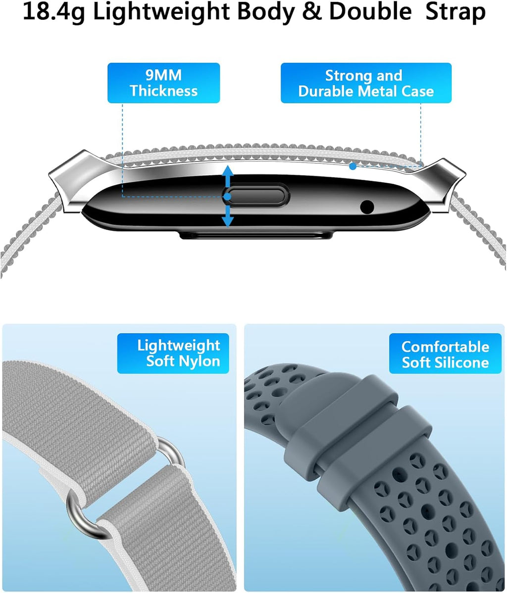 Smart Bracelet for Men Women, Health Activity Fitness Trackers, 24H Sleep Tracker, 24/7 Continuous Heart Rate/Blood Pressure/HRV/Stress Monitor, 170+ Sports Modes Smart Wristband with 2 Bands Free APP