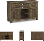 Signature Design by Ashley Moriville Dining Server, Rustic Sideboard Buffet Cabinet, 56" W, Grayish Brown, Storage for Kitchen & Dining Room